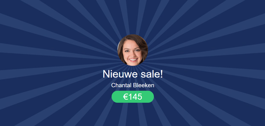 Sales wallboard nieuwe sale party screen popup